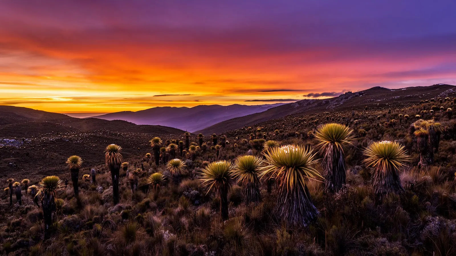Atardecer sobre el páramo colombiano